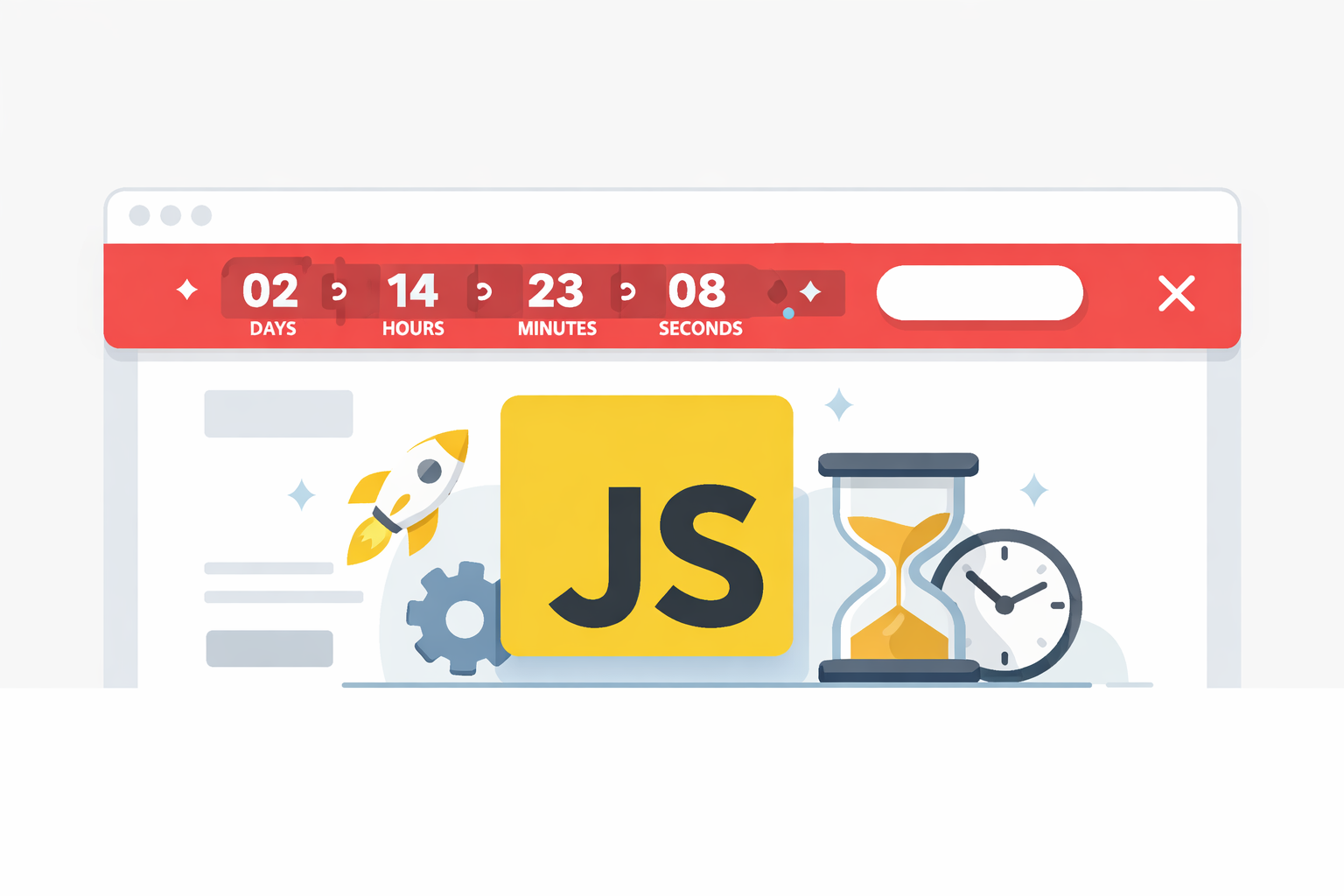 Универсальный таймер акции с фиксированной полосой на чистом JavaScript