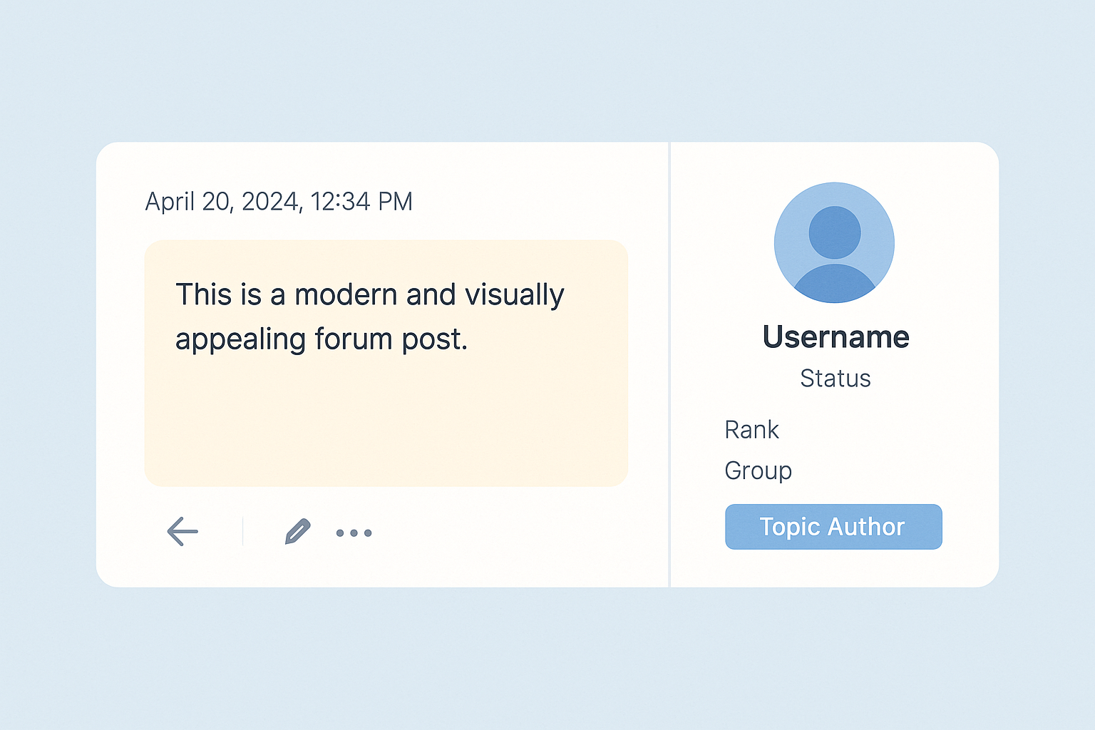 Современная карточка сообщения для форума (две колонки + блок автора)