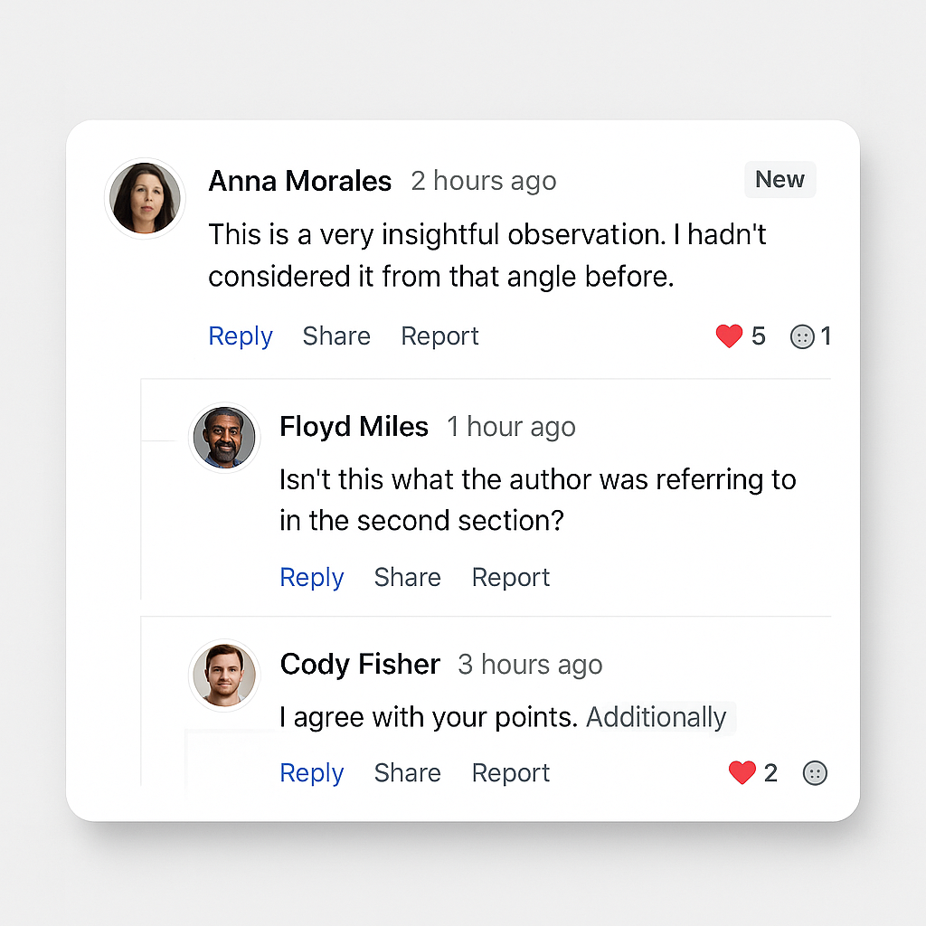 Дизайн блока комментариев: современный минимализм с акцентом